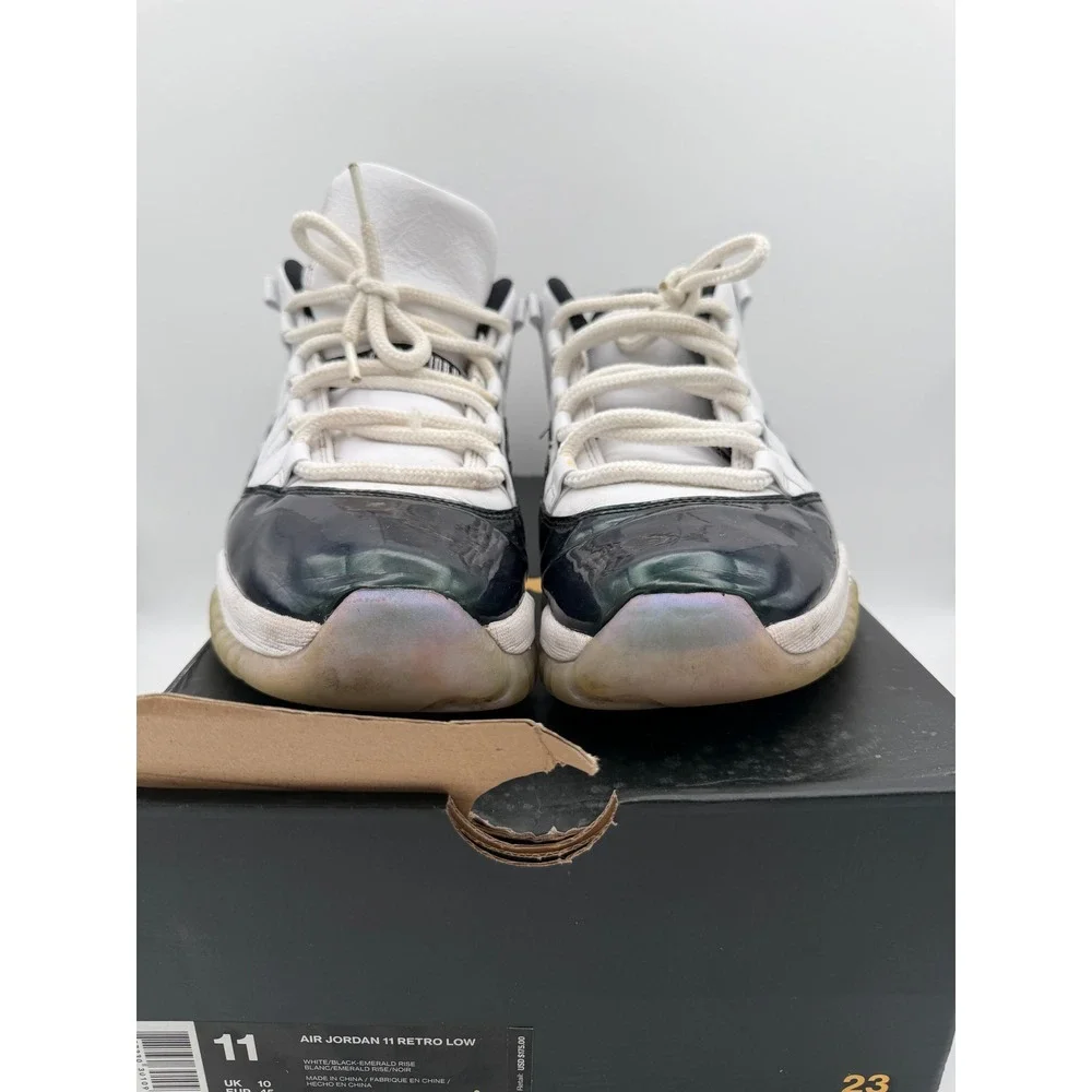 Air Jordan 11 Retro Low Emerald White Black Green 528895-145 Mens 11